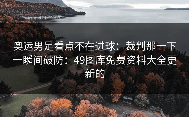 奥运男足看点不在进球：裁判那一下一瞬间破防：49图库免费资料大全更新的